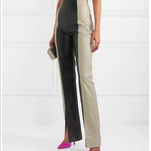 16 Arlington Fonda Leather Two Tone Pants Wide Leg